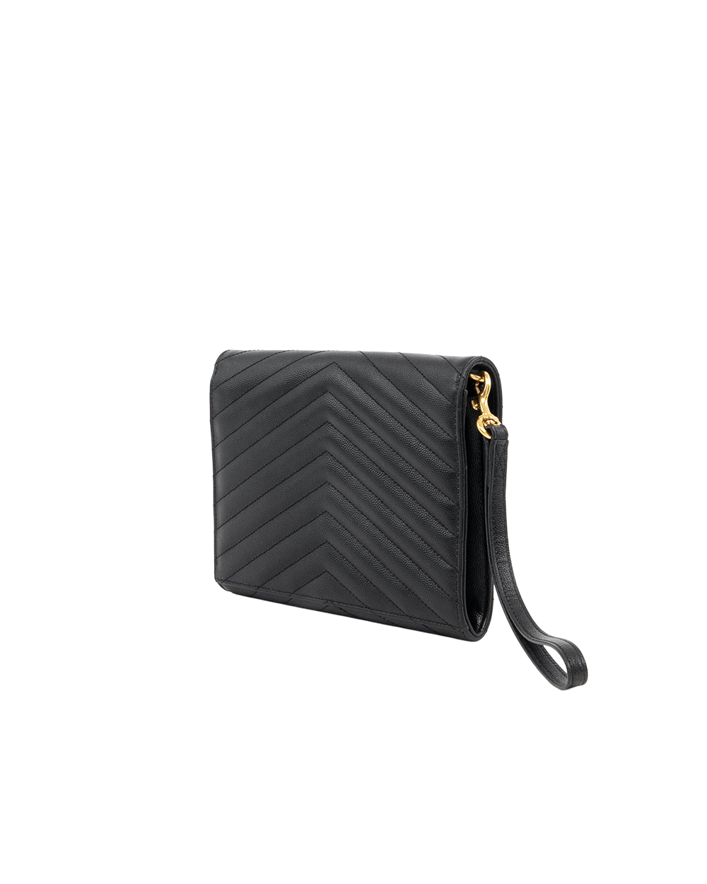 YSL CASSANDRE MATELASSÉ FLAP POUCH BLACK CHEVRON GHW FB8617662 0322 0130