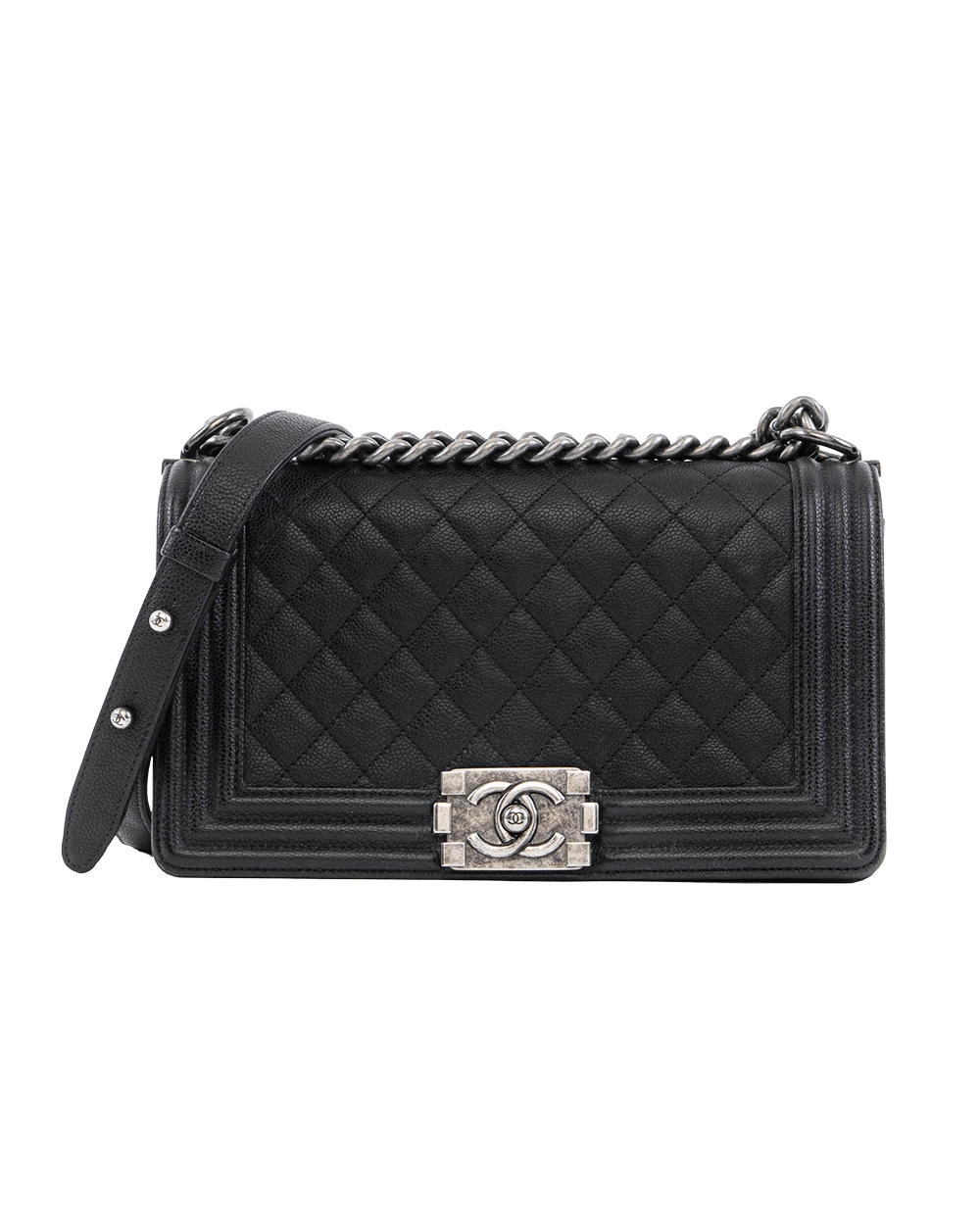 BA220538 CHANEL BOY 10 BLACK CAVIAR RHW 23136046