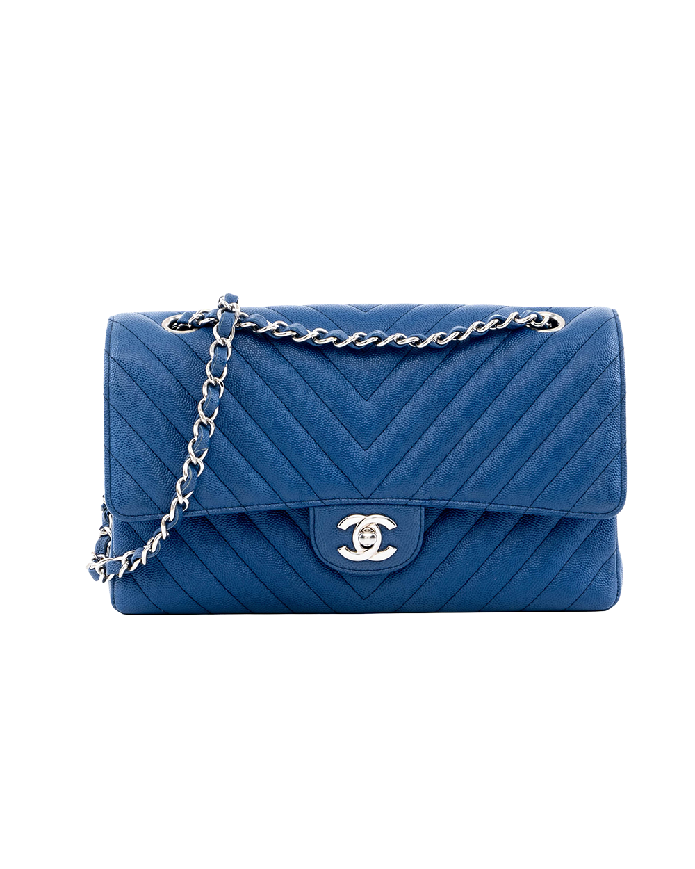 BA220900343 CHANEL CLASSIC 10 BLUE CAVIAR GHW 25153566
