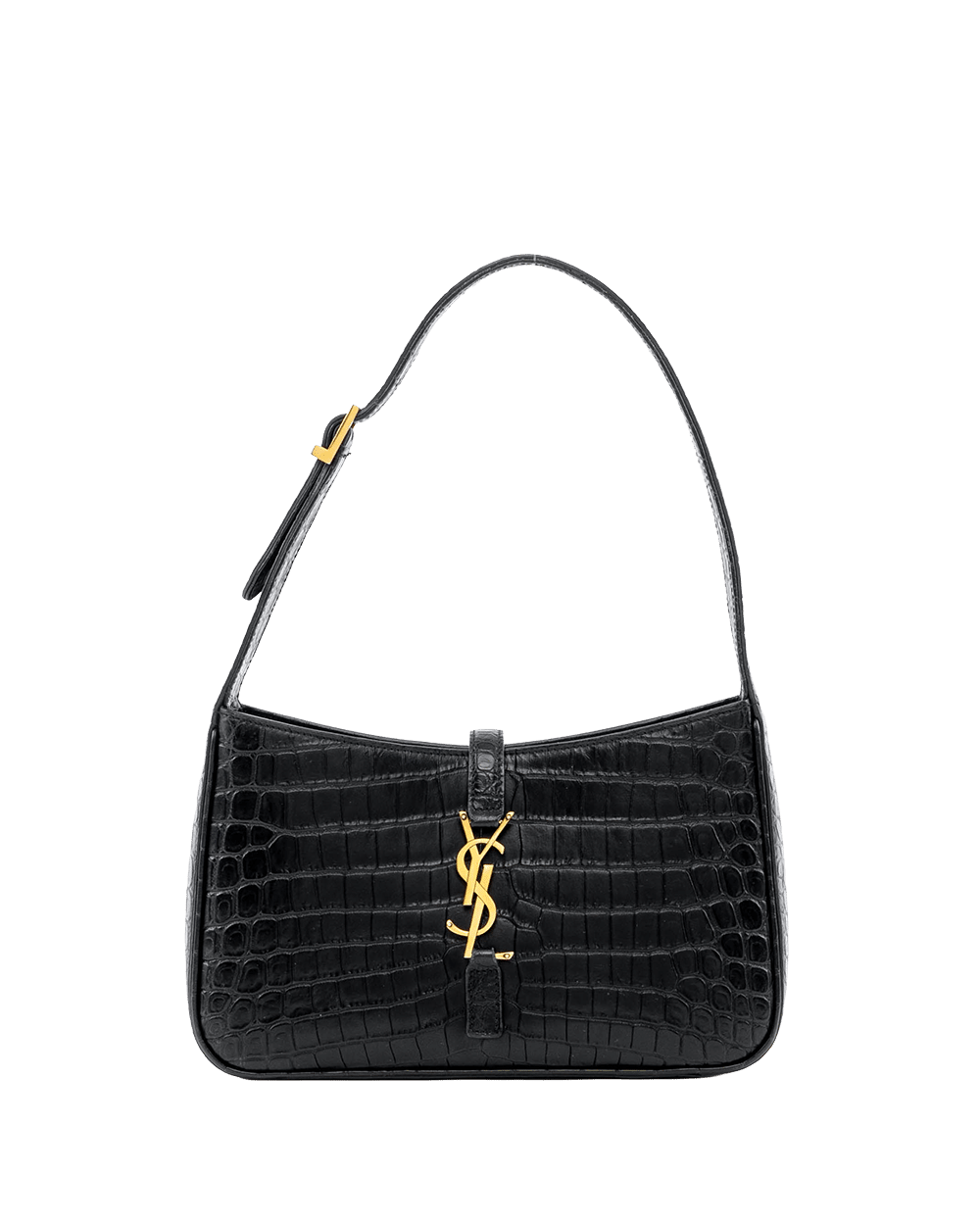 BA230020 YSL HOBO 9.5 BLACK CROC EMBOSSED GHW