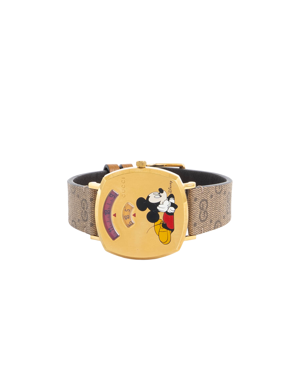 BA250730 GUCCI GRIP DISNEY MICKEY MOUSE WATCH GOLD BROWN GG MONOGRAM CANVAS GHW 18146454