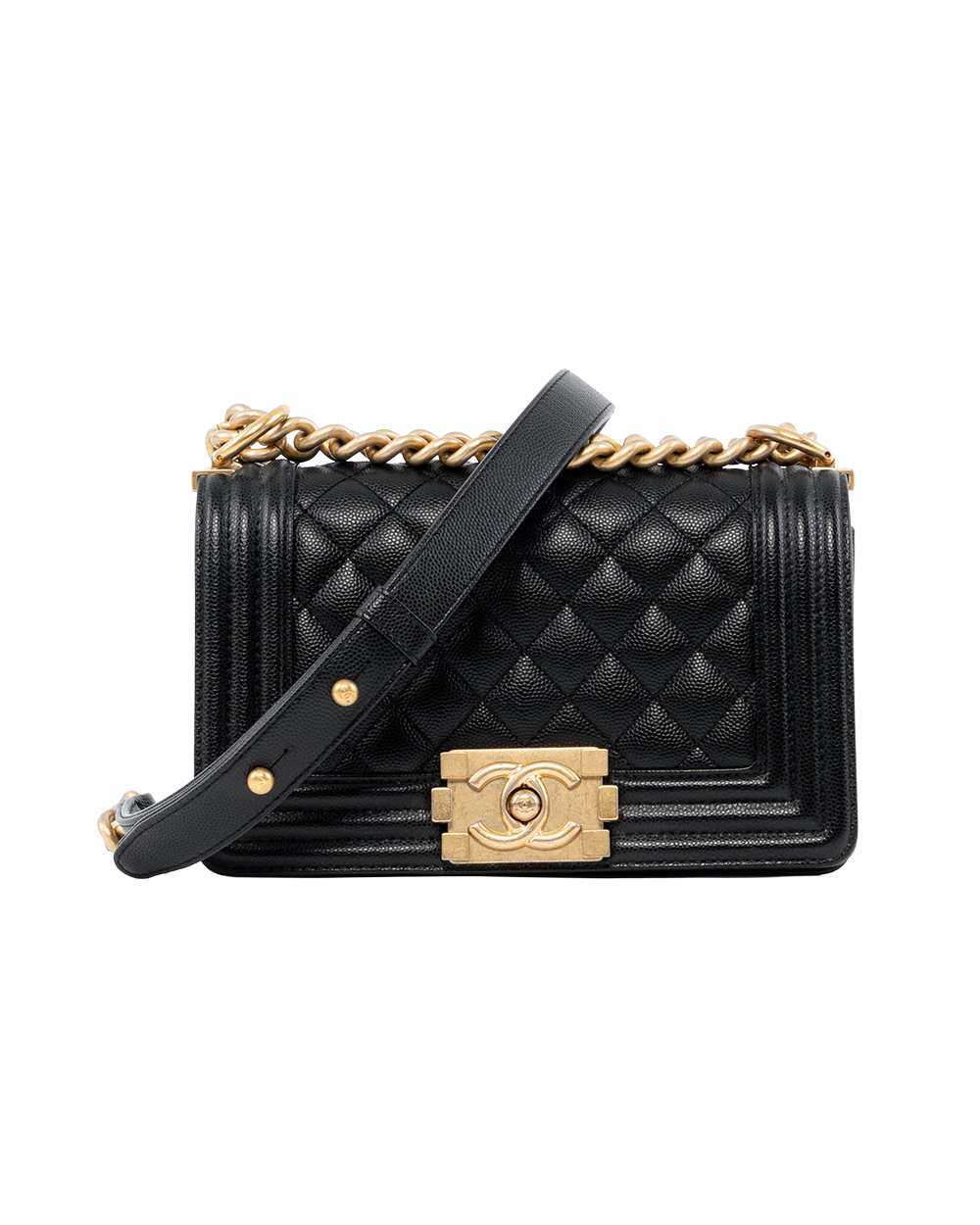 BA250890 CHANEL BOY 8 BLACK CAVIAR GHW XKUH0H10