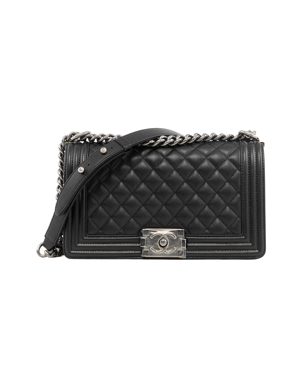 BA251972 CHANEL BOY 10 BLACK CAVIAR RHW L79AP128