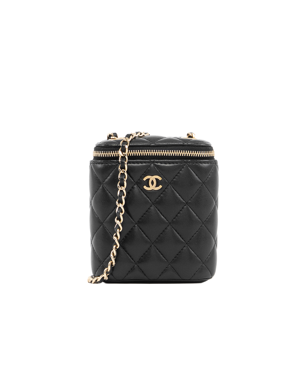 BA251987 CHANEL O PURSE VANITY BLACK LAMB GHW 30680350