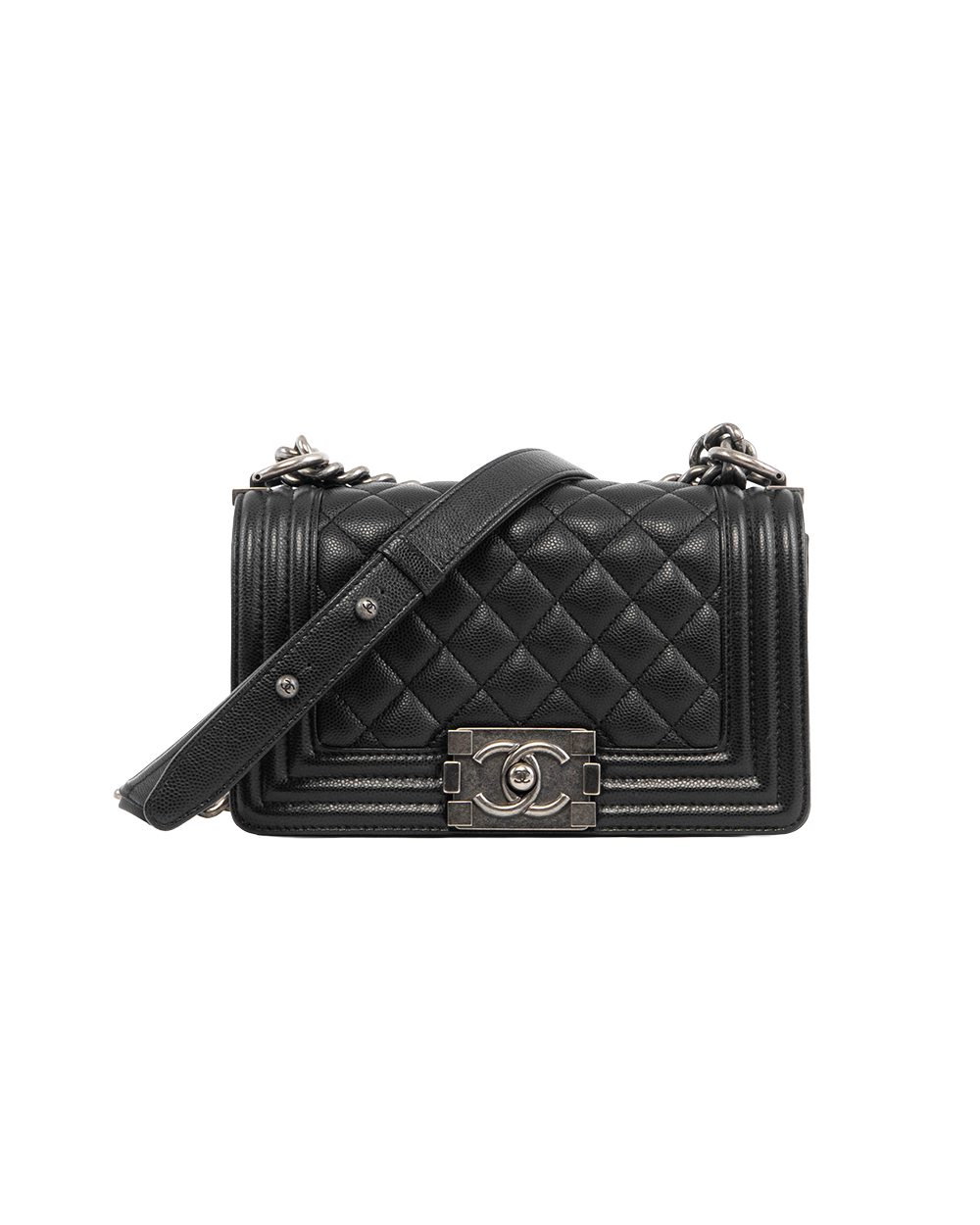 BA252000 CHANEL BOY 8 BLACK CAVIAR RHW 26659047