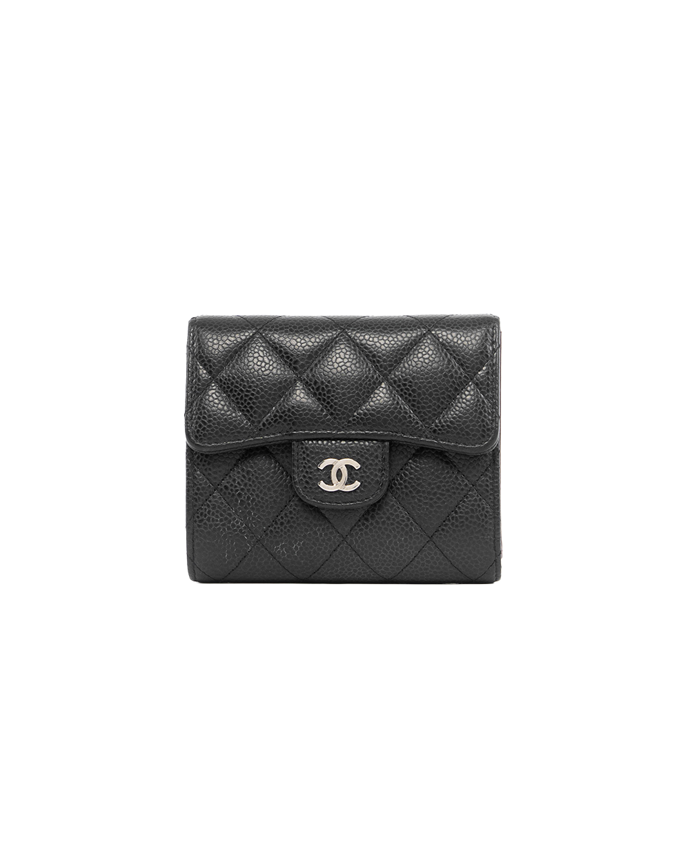 BA252003 CHANEL TRI FOLD WALLET SHORT BLACK CAVIAR SHW 26625532