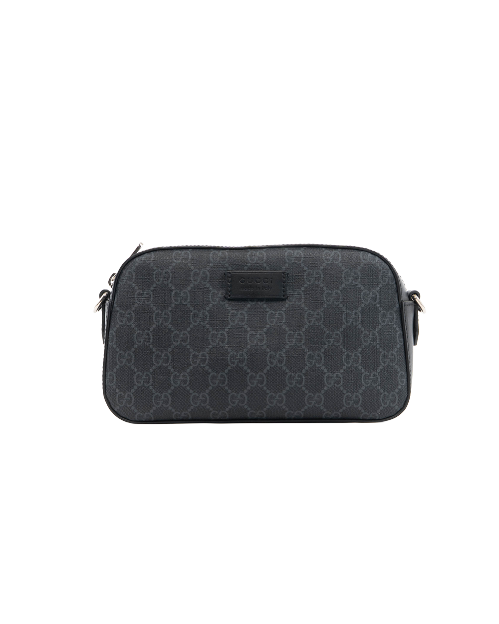 BA252019 GUCCI CAMERA BAG BLACK GG MONOGRAM CANVAS SHW