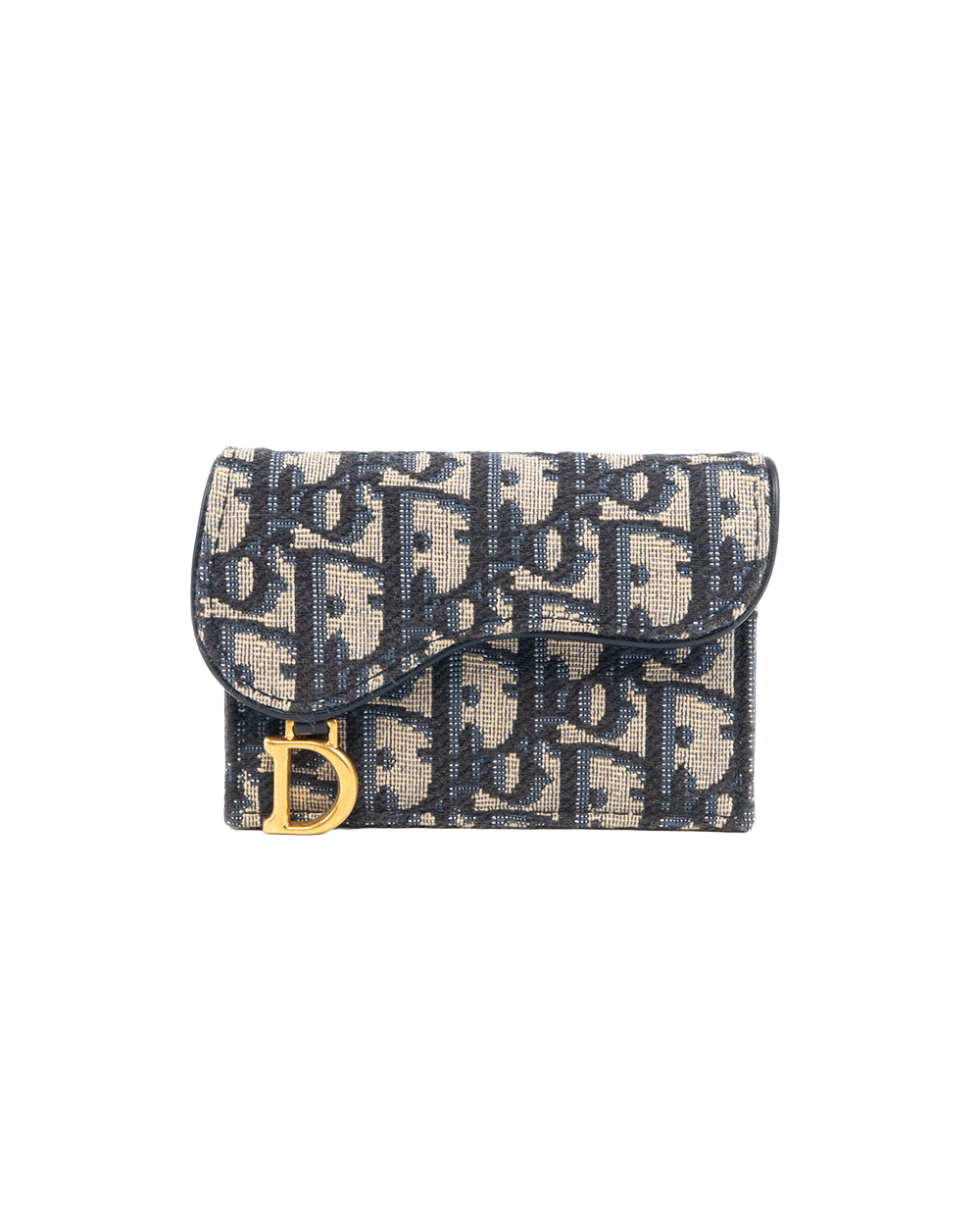 BA252029 DIOR CARD HOLDER SHORT WHITE OBLIQUE JACQUARD GHW