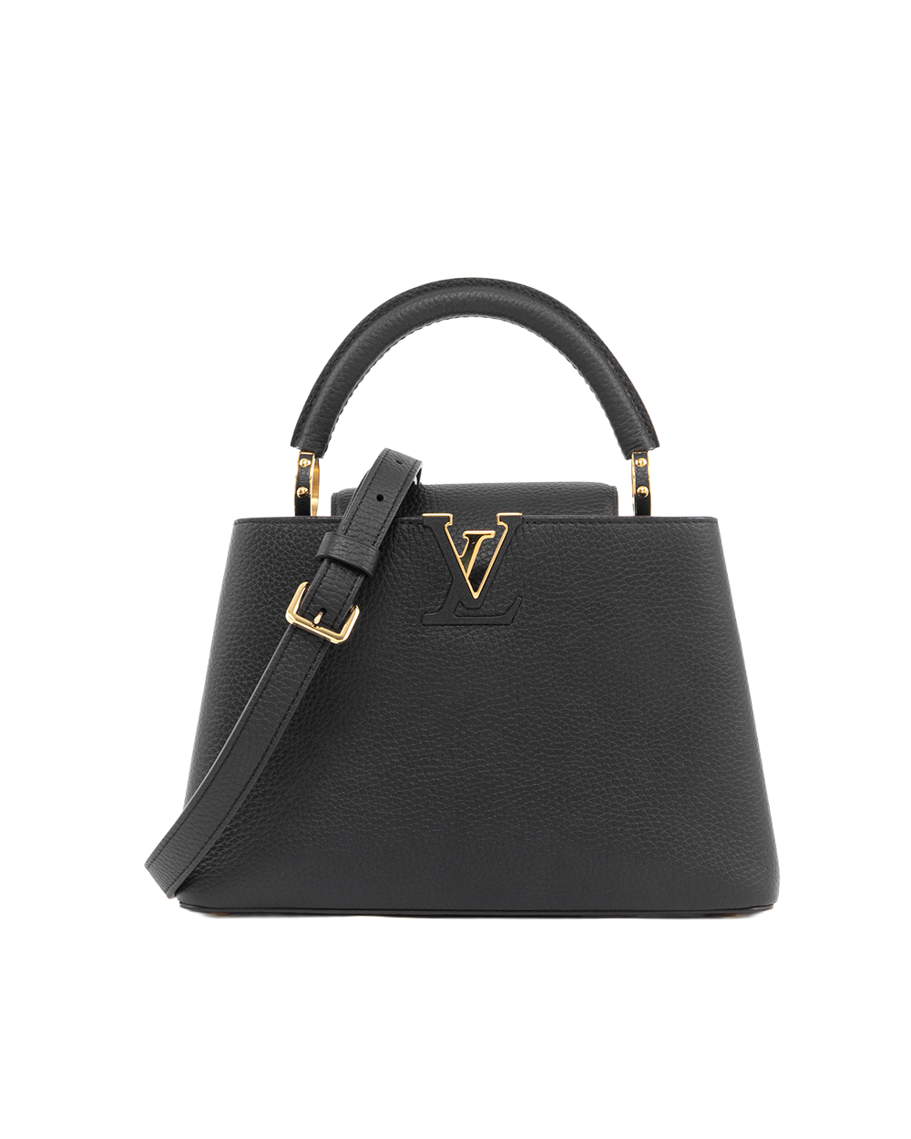 BA252032 LV CAPUCINES BB BLACK TAURILLON GHW MICROCHIP
