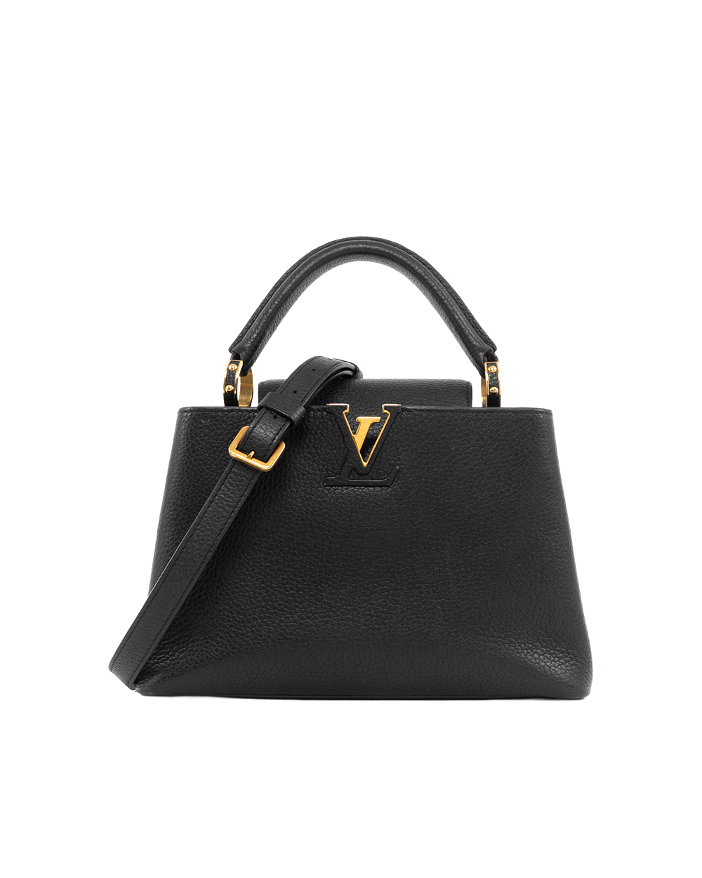 BA252035 LV CAPUCINES BB BLACK TAURILLON GHW MICROCHIP
