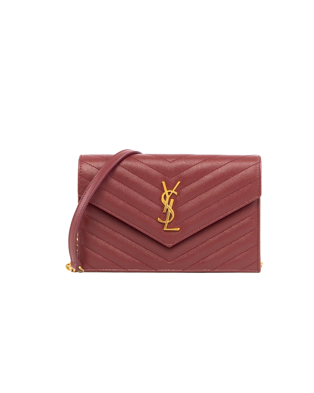 BA252072 YSL WOC 7.5 RED BURGANDY CHEVRON GHW APT393953 0721