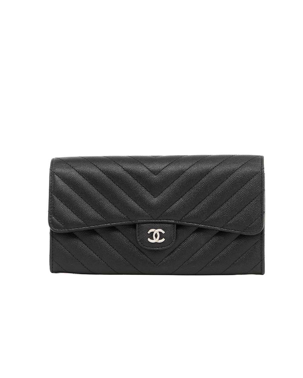 BA252075 CHANEL SARAH WALLET LONG BLACK CHEVRON SHW 25224683