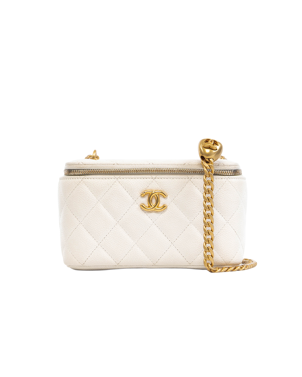 BA252085 CHANEL O PURSE VANITY WHITE CAVIAR GHW G256K2T7