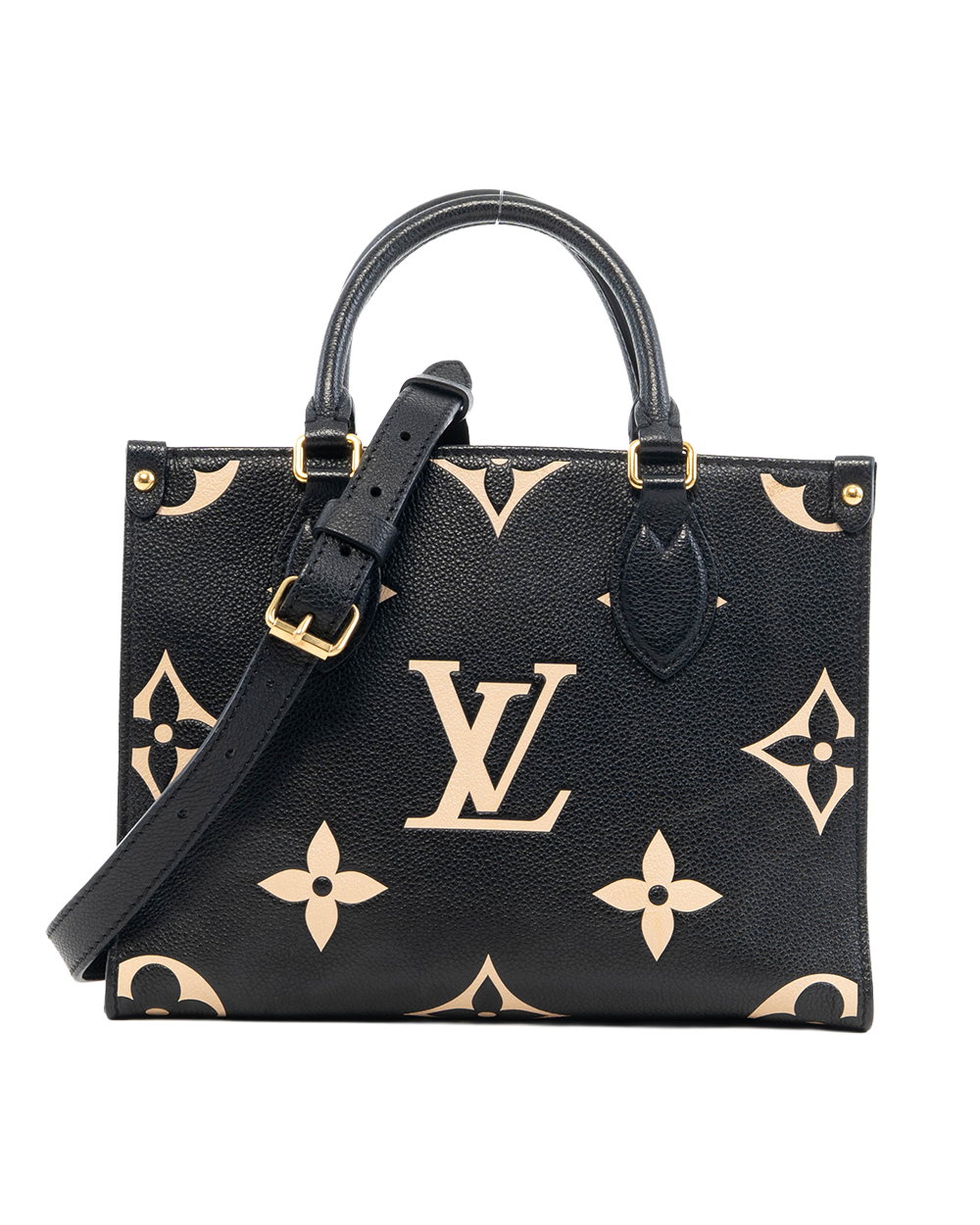 BA252183 LV ON THE GO PM BLACK GIANT MONOGRAM CALF GHW MICROCHIP