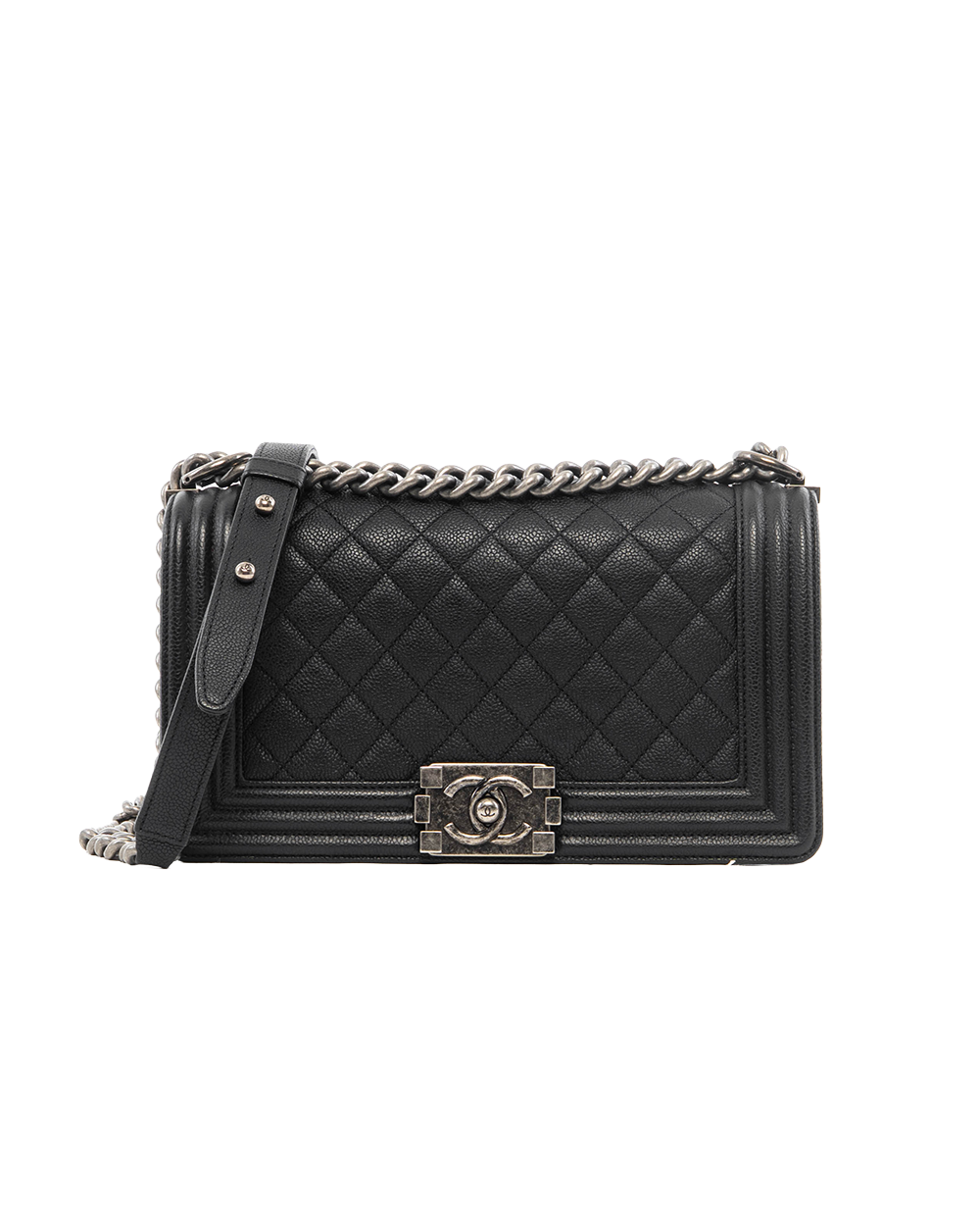 BA252184 CHANEL BOY 10 BLACK CAVIAR BHW 23138900