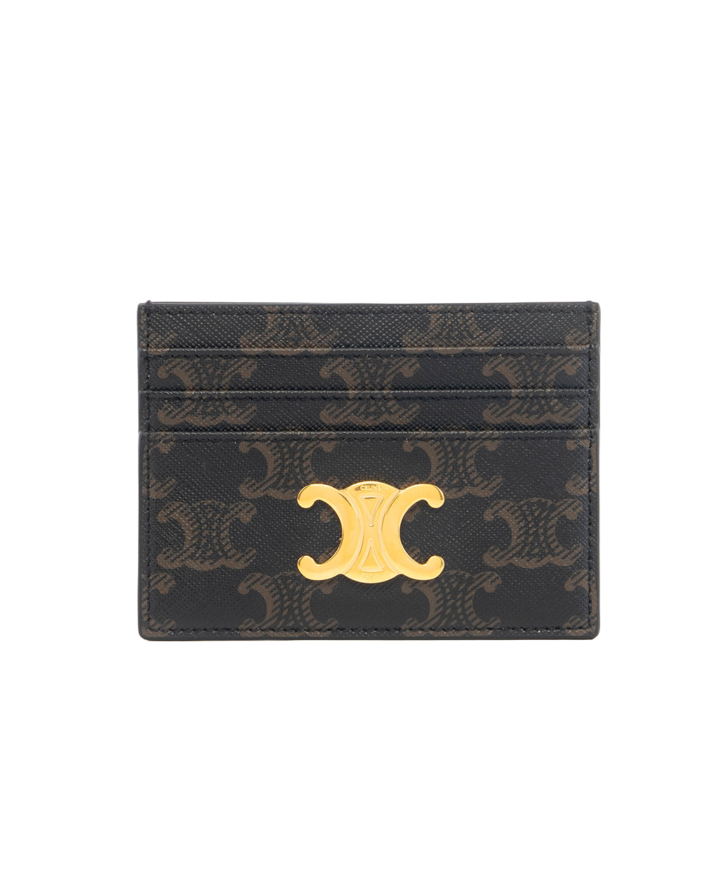 BA252222 CELINE TRIOMPHE CARD SLOT SHORT BROWN CANVAS GHW W SO A214