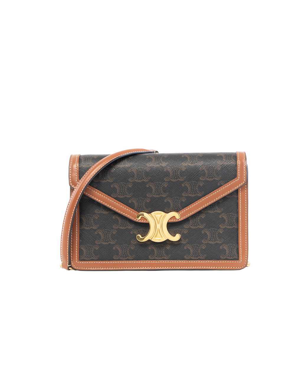 BA252238 CELINE TRIOMPHE WOC BROWN TAN CANVAS GHW F CE 1233