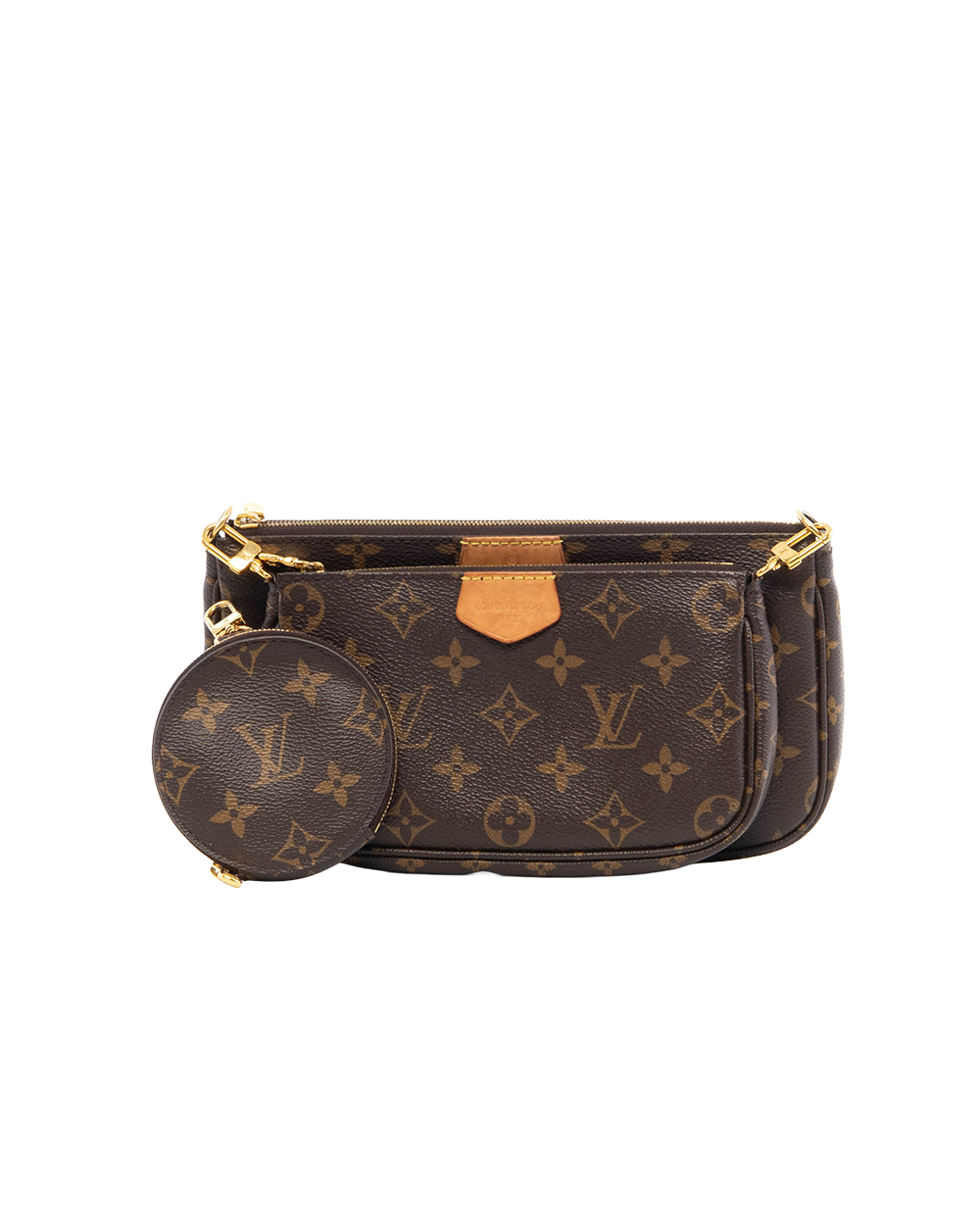 BA252361 LV MULTI POCHETTE ACC BROWN MONOGRAM CANVAS GHW MICROCHIP