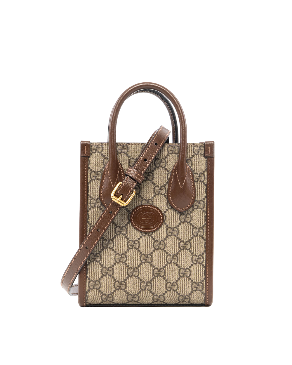 BA252376 GUCCI INTERLOCK MINI TOTE MINI BROWN GG SUPREME MONOGRAM CANVAS GHW (1)