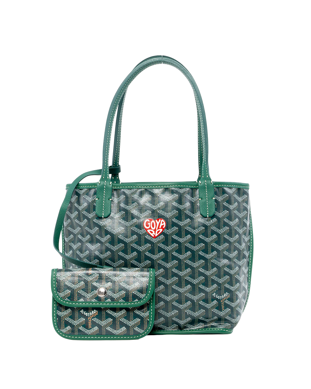 BA252380 GOYARD ANJOU MINI GREEN HEART RED CANVAS SHW