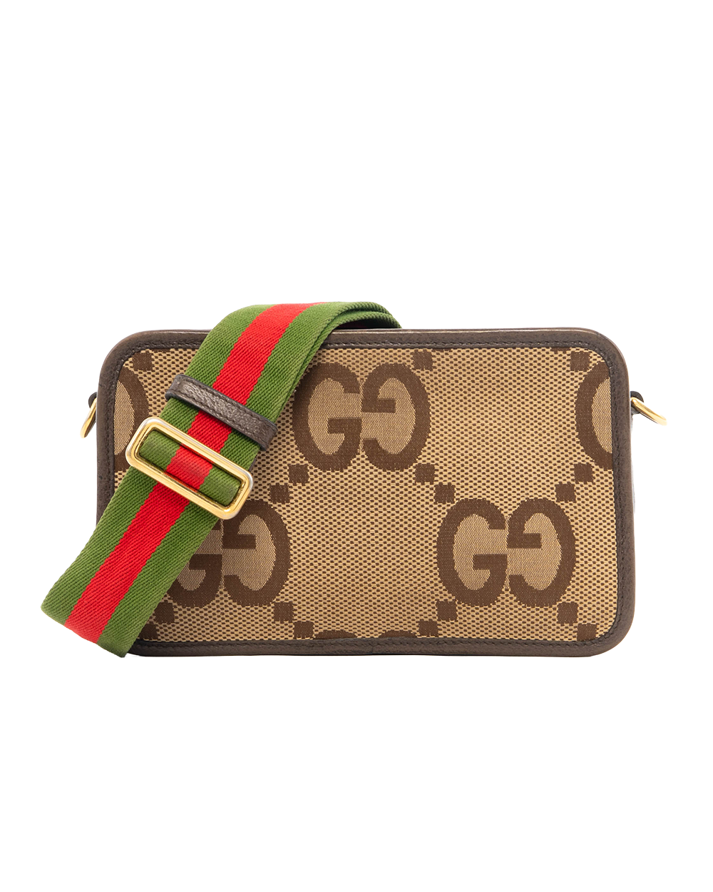 BA252394 GUCCI JUMBO GG MESSENGER BROWN RED GREEN GIANT GG MONOGRAM GHW 696075 2184