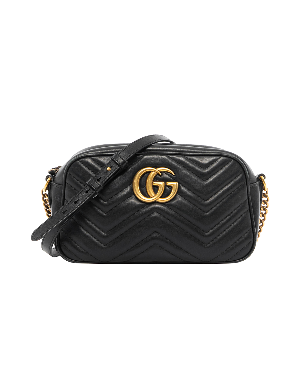 BA252426 GUCCI MARMONT CAMERA 18 BLACK CALF GHW