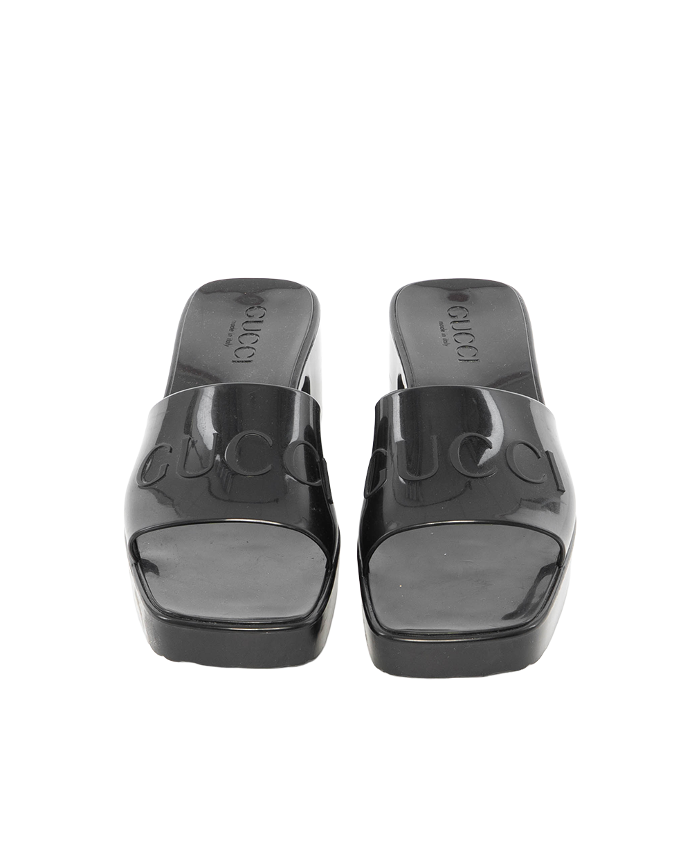 BA252960 GUCCI RUBBER SANDAL 35 BLACK RUBBER THICK 624730