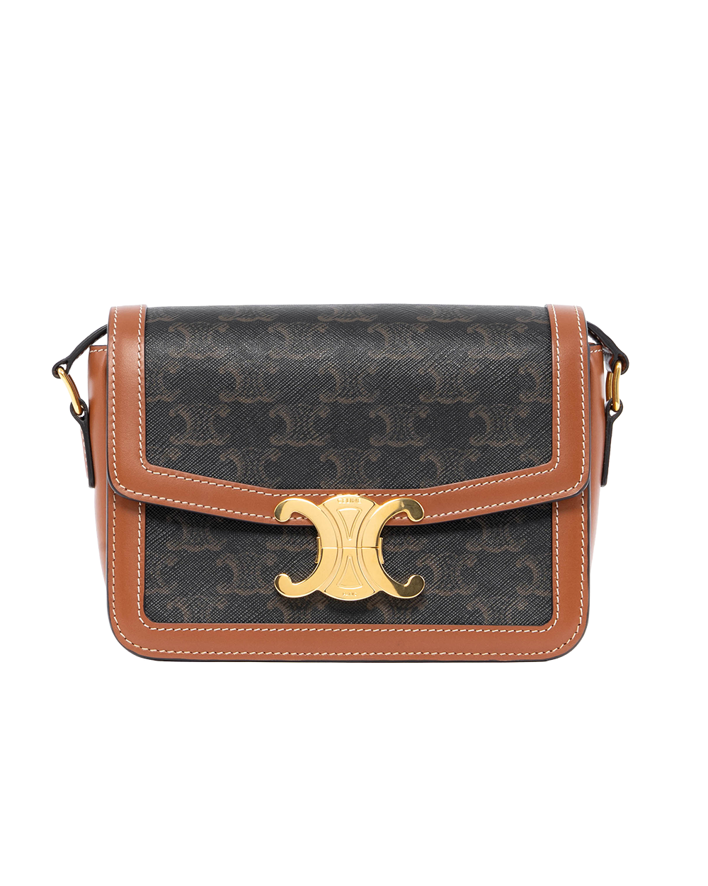 BA252993 CELINE TRIOMPHE TEEN BROWN TAN CANVAS GHW C LM 0292