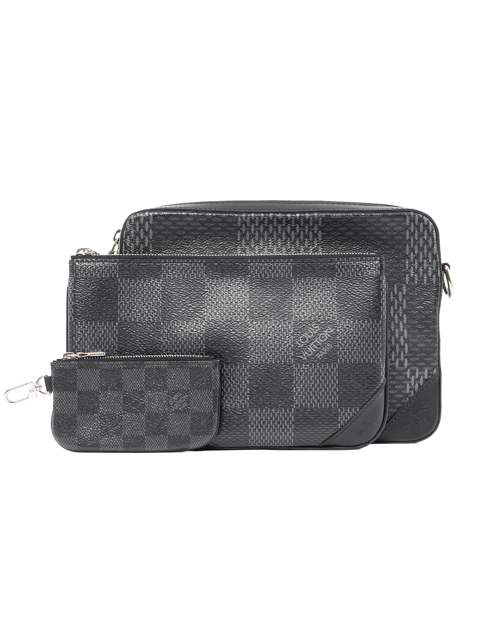 BA253100 LV TRIO MESSENGER GRAPHITE DAMIER CANVAS SHW MICROCHIP