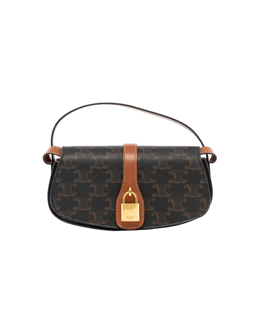 BA253113 CELINE CLUTCH ON STRAP BROWN TAN CANVAS GHW S CU 4271