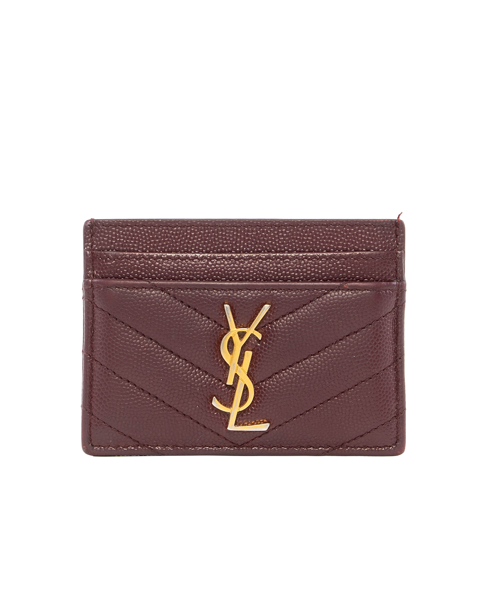BA253235 YSL CARD SLOT SHORT RED BURGANDY CHEVRON GHW ALM423291 1213