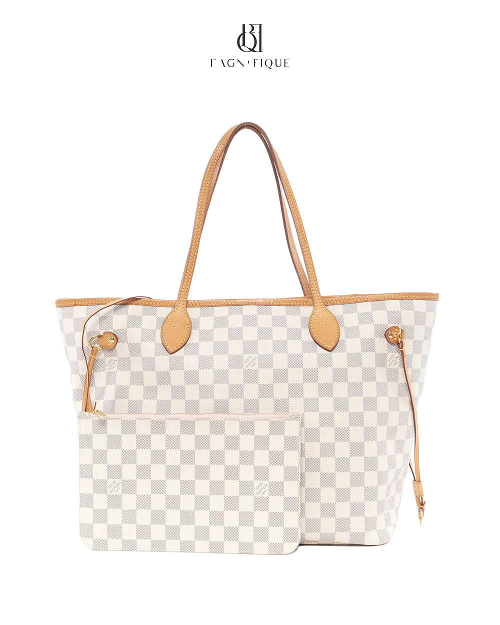 BA253312 LV NEVERFULL MM WHITE AZUR DAMIER CANVAS GHW FL2148