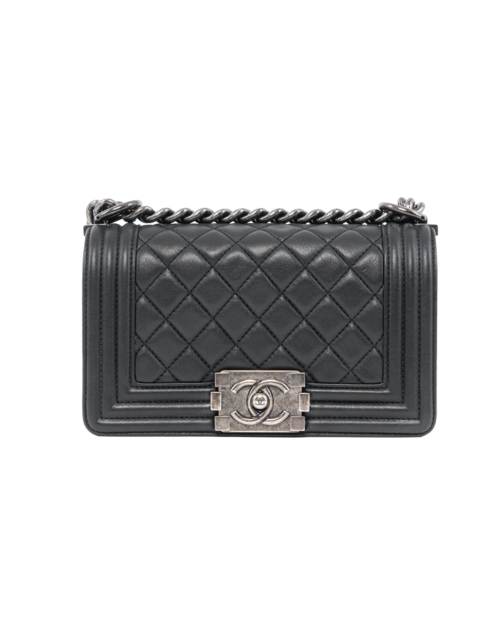 BA253429 CHANEL BOY 8 BLACK LAMB RSHW 19576618