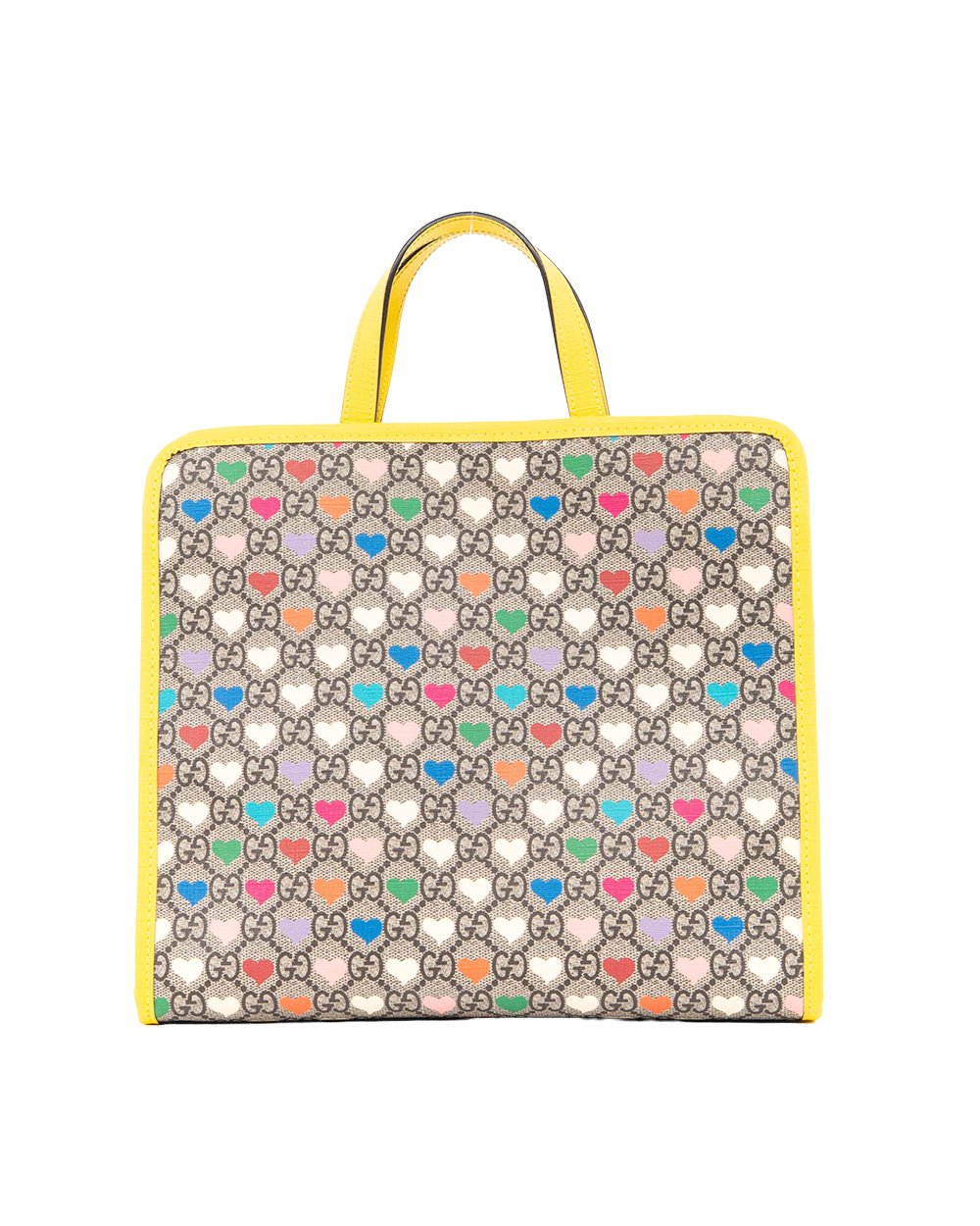 BA253462 GUCCI KID S TOTE GG HEARTS BROWN YELLOW GG MONOGRAM CANVAS SHW 605614 527066