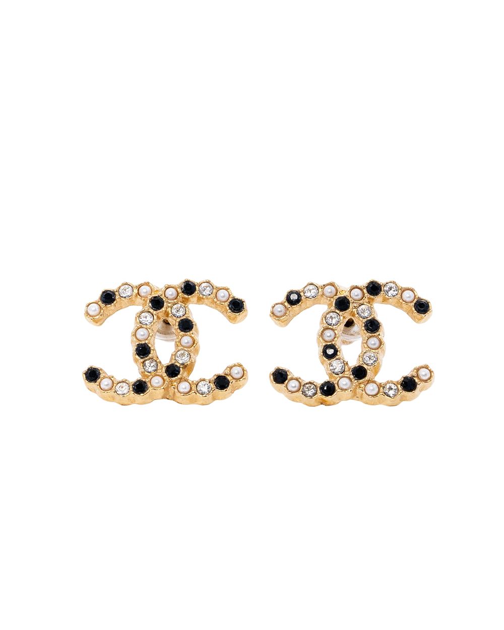 BA253472 CHANEL EARRINGS CC LOGO GOLD BLACK PEARL GHW A20 K