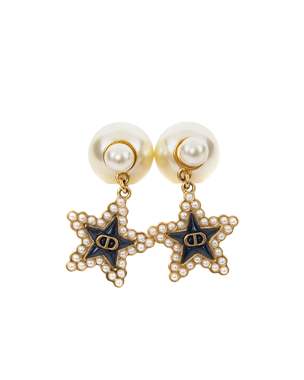 BA253506 DIOR TRIBALES EARRINGS GOLD BLACK PEARL GHW