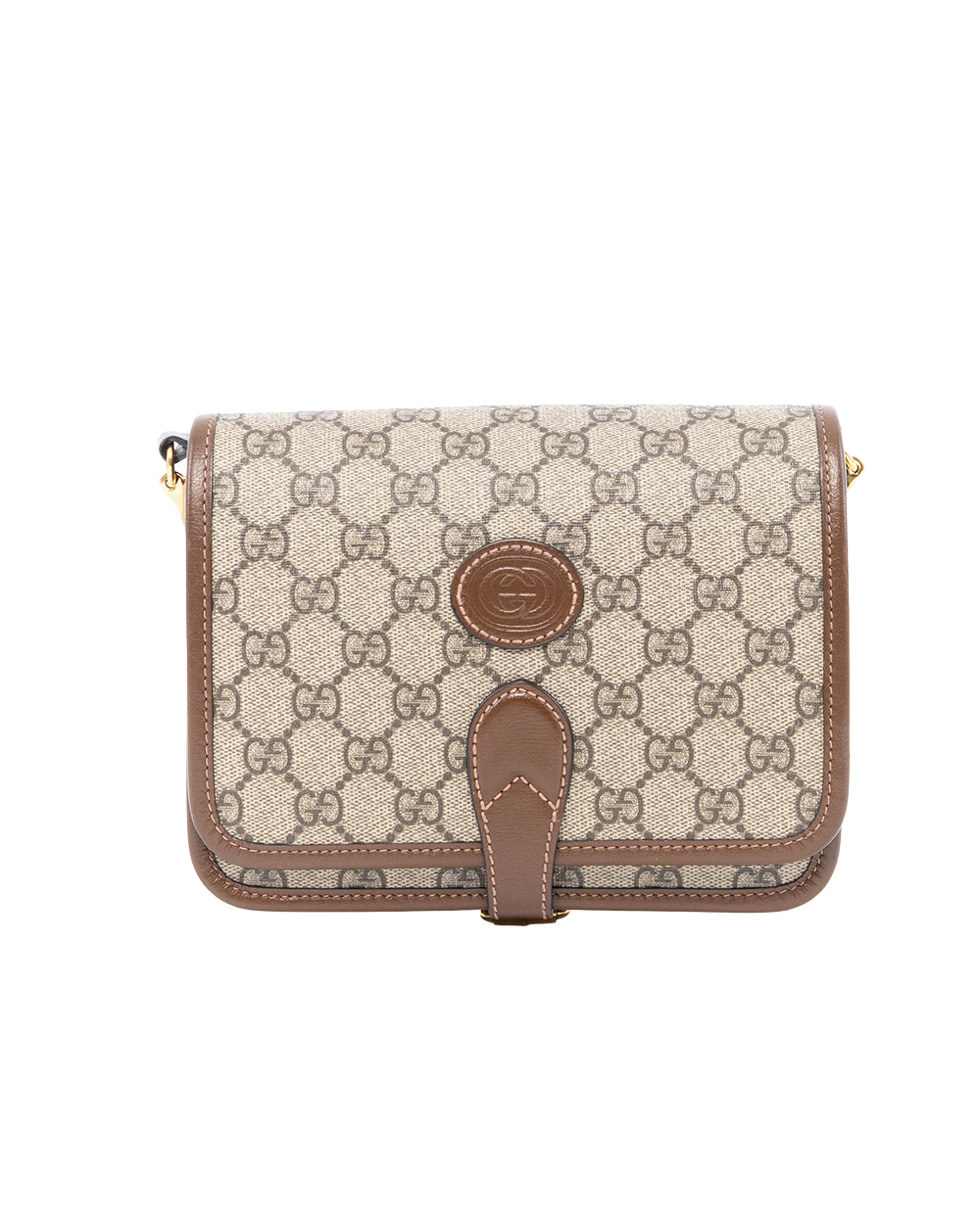 BA253573 GUCCI INTERLOCKING G SHOULDER BAG BROWN GG SUPREME MONOGRAM CANVAS GHW 671620 498879