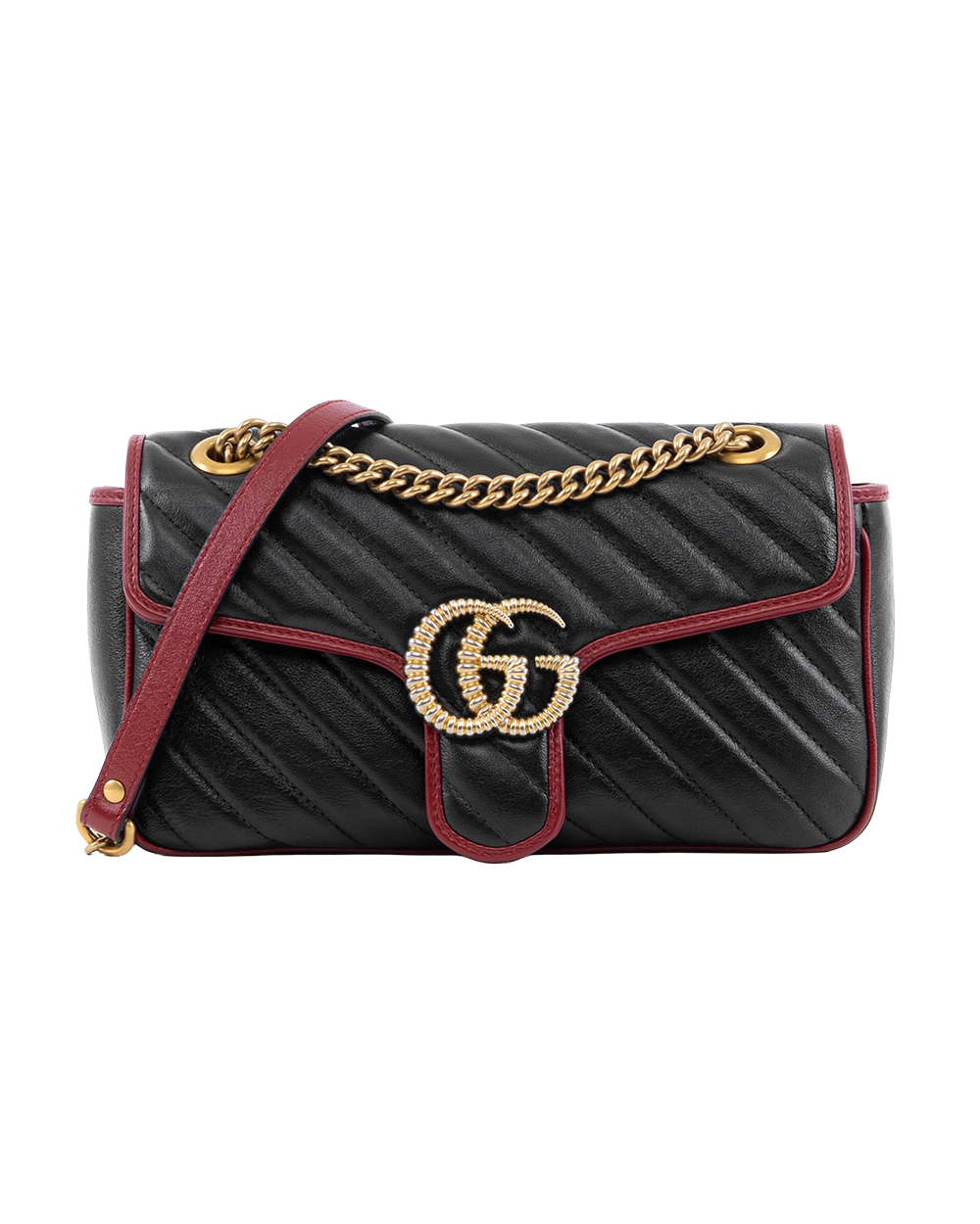 BA253612 GUCCI MARMONT 26 BLACK RED CALF GHW 443497 525040