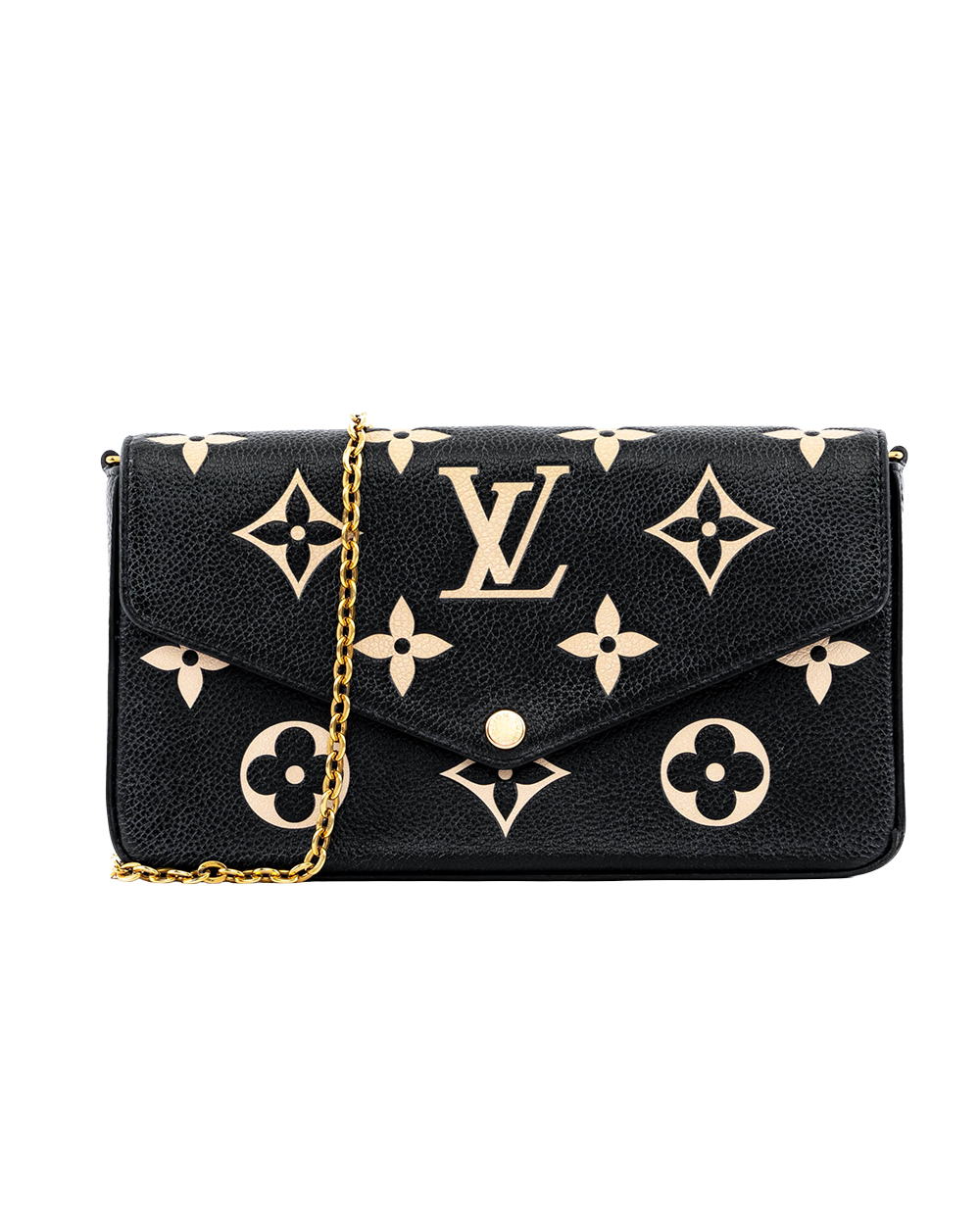 BA253659 LV FELICIE BLACK BEIGE GIANT MONOGRAM CALF GHW MICROCHIP