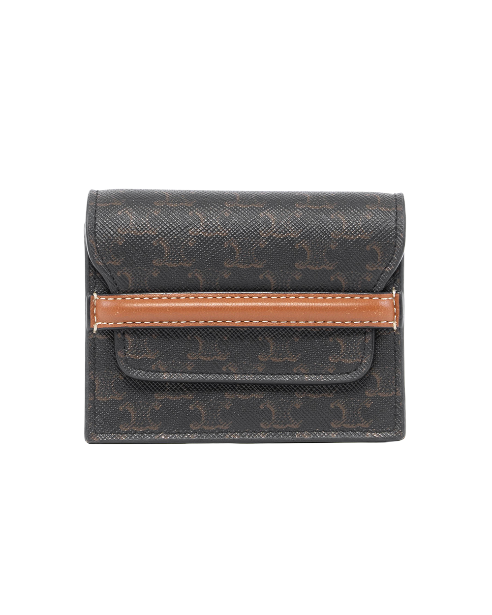 BA253661 CELINE STRAP WALLET SHORT BROWN TAN CANVAS F AN 2248