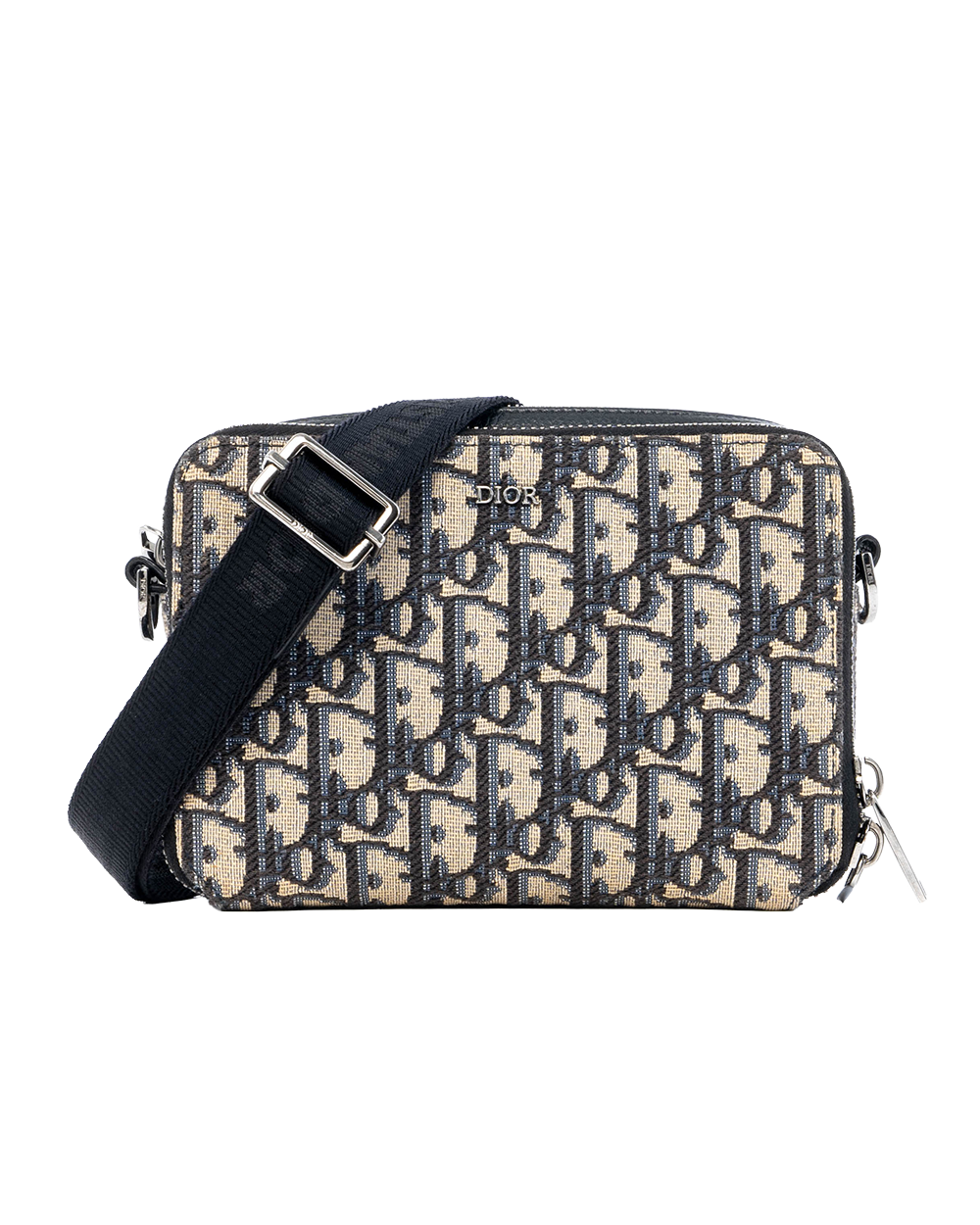 BA253670 DIOR ZIPPED POUCH WITH STRAP WHITE OBLIQUE JACQUARD SHW