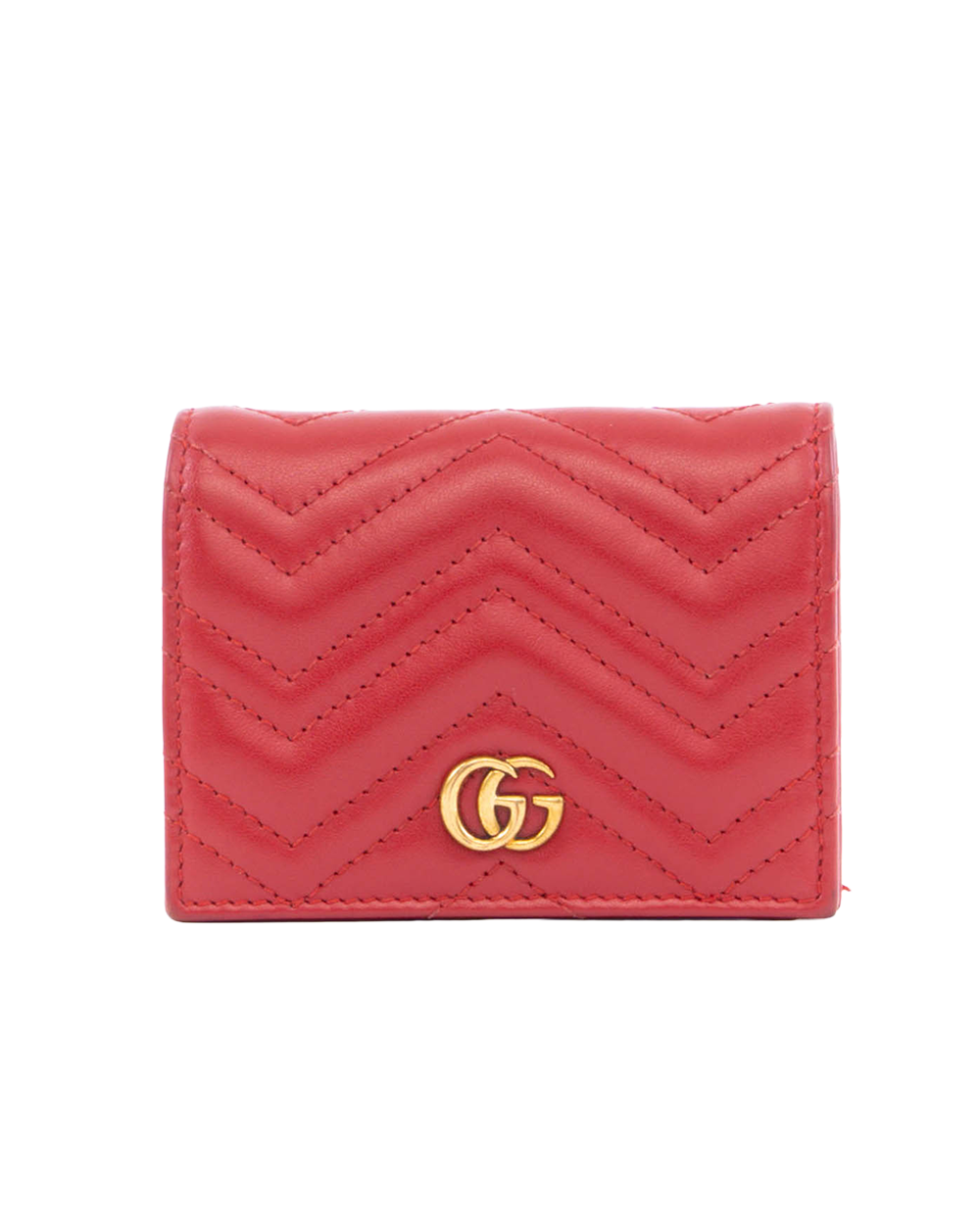BA253678 GUCCI MARMONT BI FOLD SHORT RED CALF GHW 466492 0416