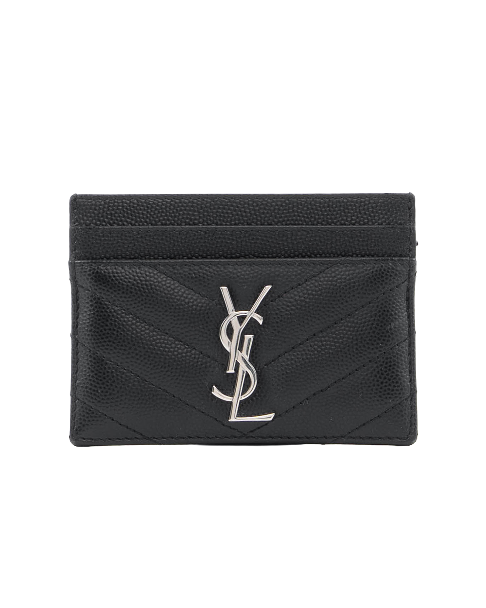 BA253681 YSL CARD SLOT SHORT BLACK CALF SHW GLZ423291 0724