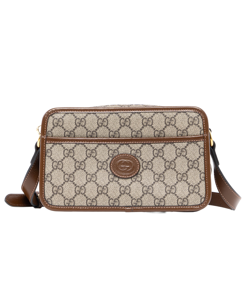 BA253715 GUCCI INTERLOCK G CAMERA MINI BROWN GG MONOGRAM CANVAS GHW