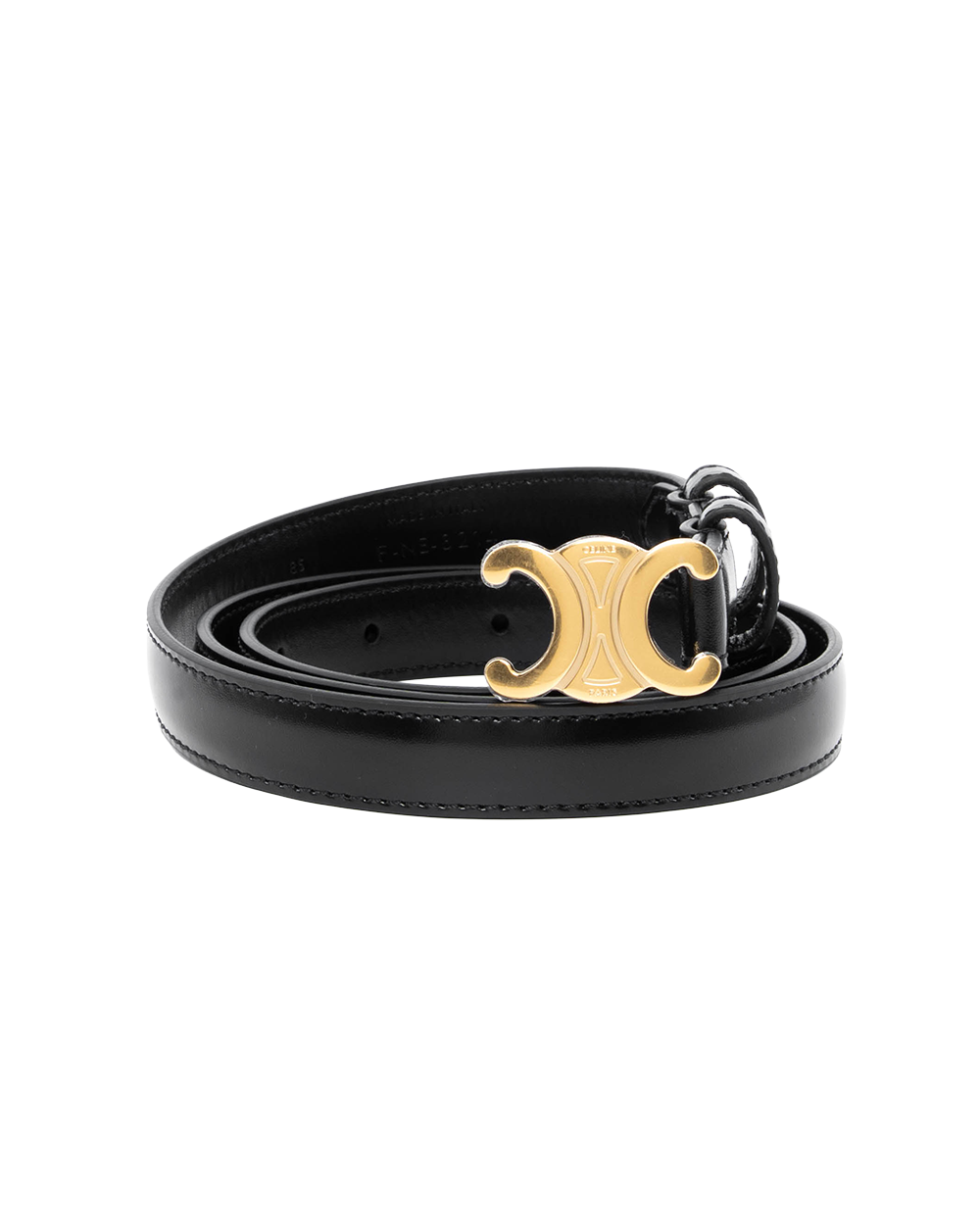 BA253720 NEW CELINE TRIOMPHE BELT 1.8 CM 85 BLACK CALF GHW F NE 3214