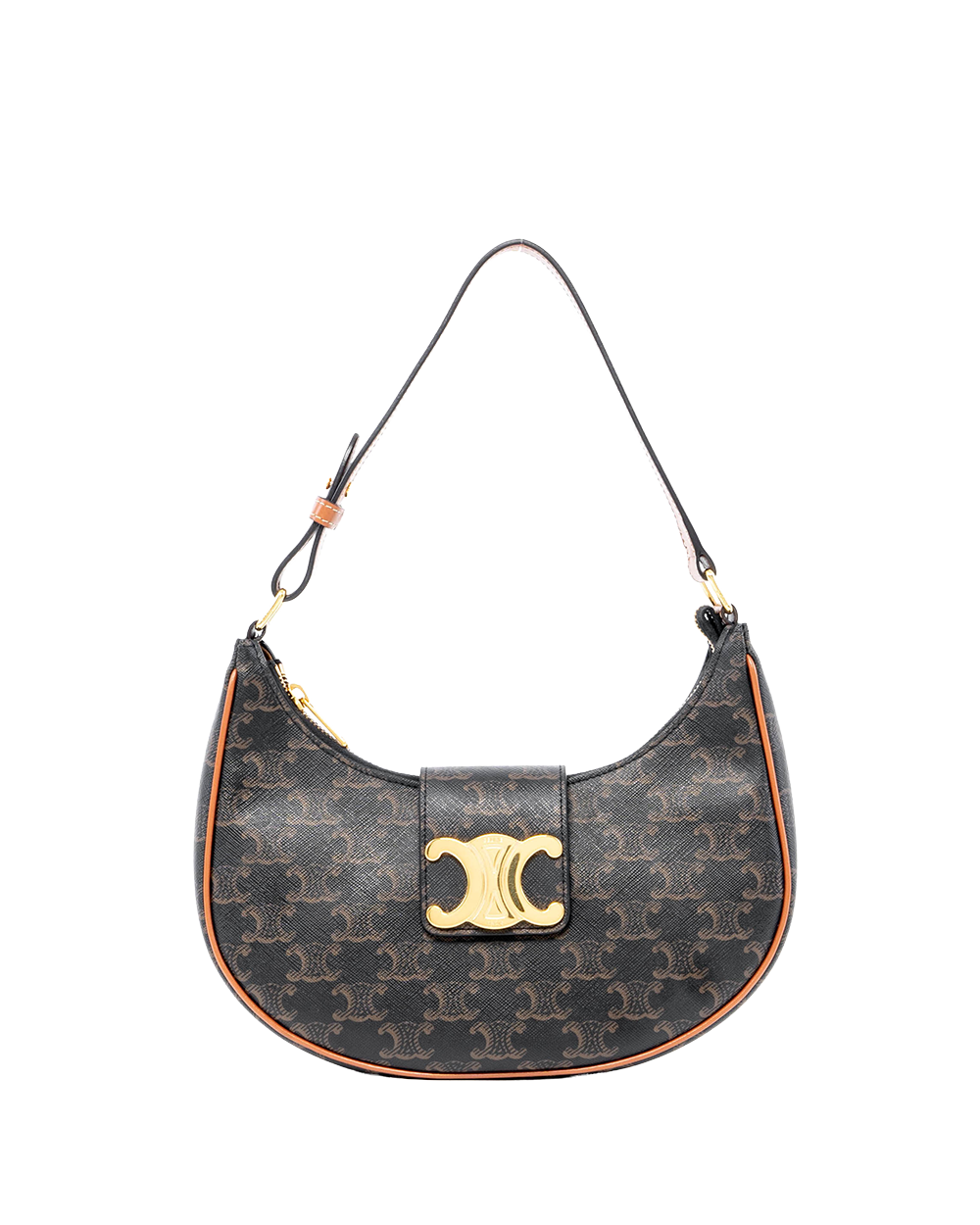 BA253735 CELINE AVA TRIOMPHE MEDIUM BROWN TAN CANVAS GHW S GA 4213