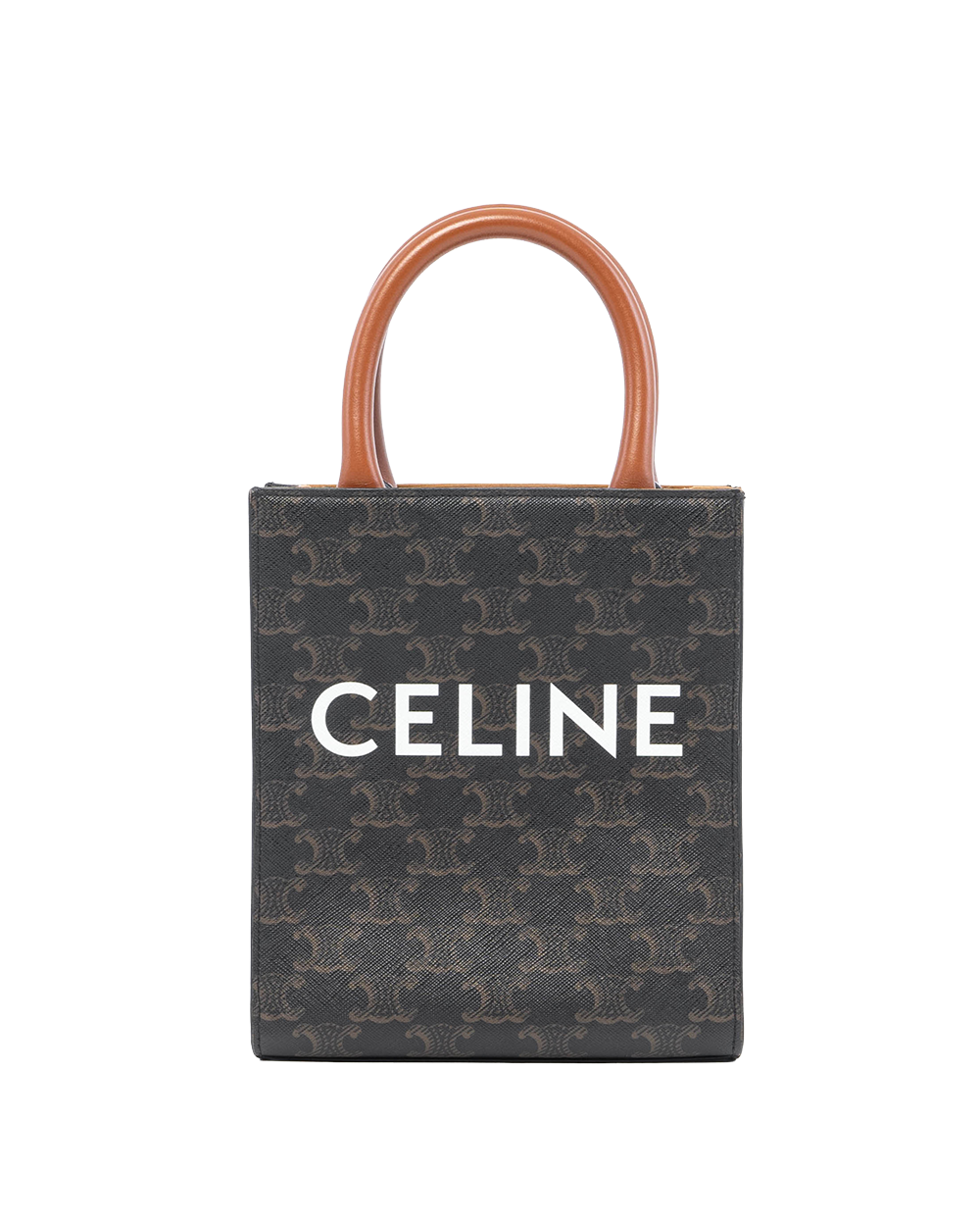 BA253788 CELINE CABAS VERTICAL MINI BROWN TAN CANVAS GHW