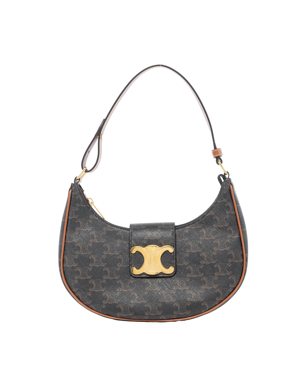 BA253797 CELINE AVA TRIOMPHE MEDIUM BROWN TAN CANVAS GHW F GA 2293 F AT 2283
