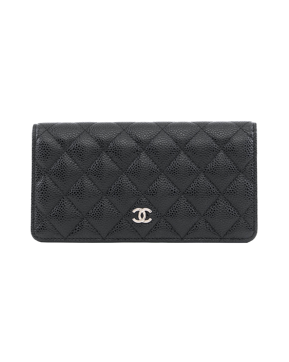 BA253821 CHANEL BIFOLD WALLET LONG BLACK CAVIAR SHW 24560128
