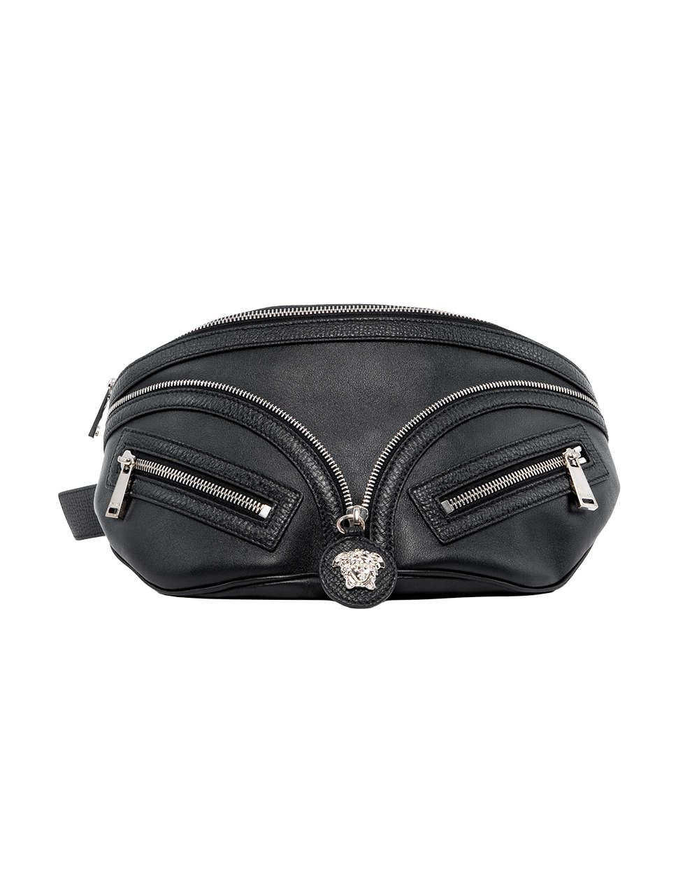 BA253951 VERSACE REPEAT BELT BAG SAMLL BLACK CALF MICROCHIP